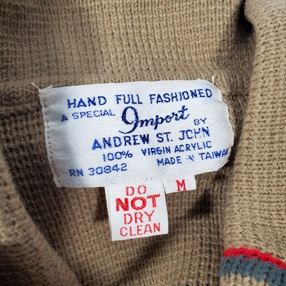 VTG 70s Full Fashioned Heavy Knit Cardigan Sweater Stripes Coat Academia Granny - Picture 4 of 4